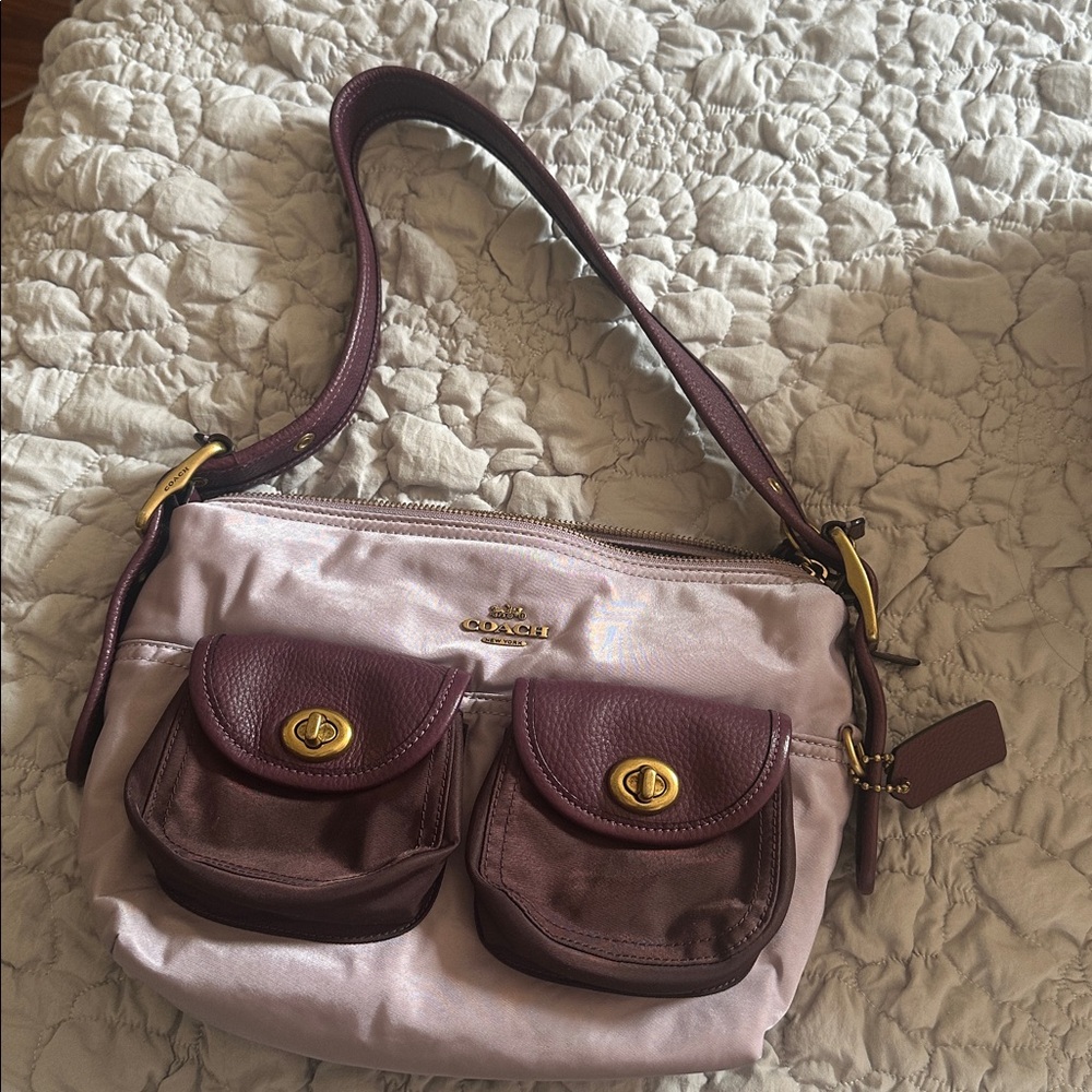 Coach Pink and Burgundy Shoulder Bag